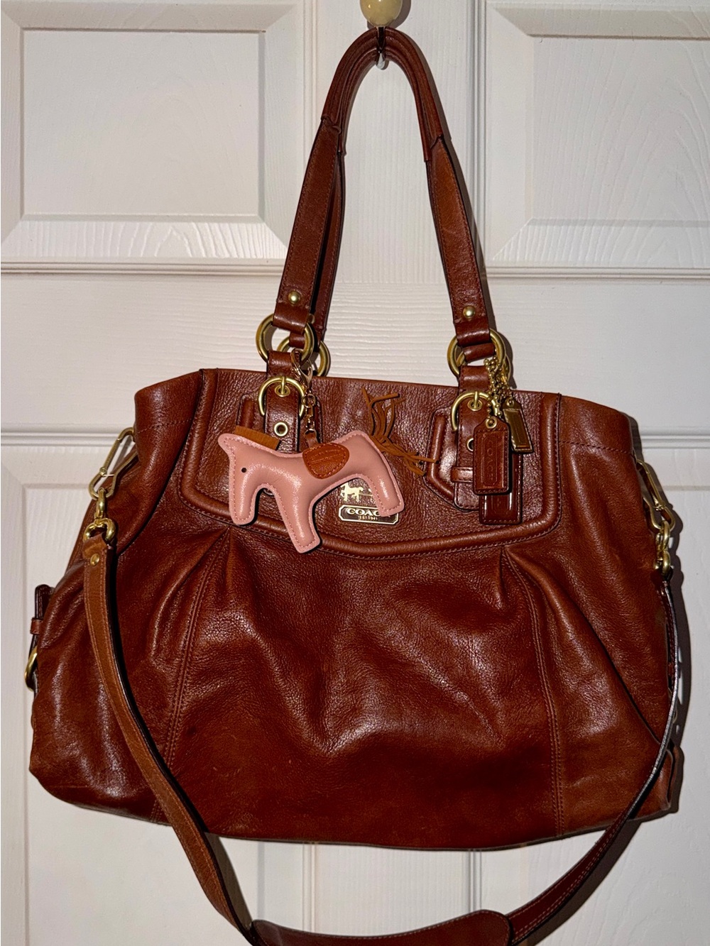 Coach Brown Leather Madison Carryall Tote Bag 14574 w/ COA & Charms